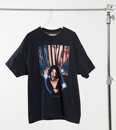 Свободная футболка с принтом "aaliyah" Daisy Street Plus-Черный