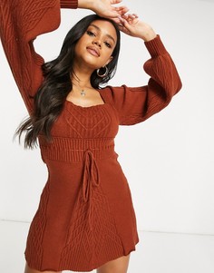 Вязаное платье Free People Emmaline-Коричневый