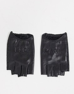 Черные перчатки с тиснением логотипа Karl Lagerfeld-Черный