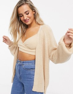 Бежевый свободный кардиган без застежки ASOS DESIGN