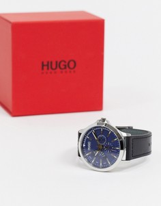 Часы с черным кожаным ремешком Hugo Leap 1530172-Черный