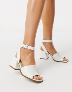 Белые босоножки на среднем каблуке ASOS DESIGN-Белый