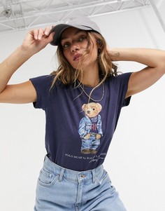Синяя футболка с медведем Polo Ralph Lauren-Синий