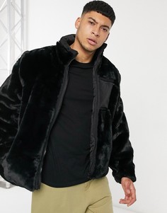 Черная куртка из искусственного меха ASOS DESIGN-Черный