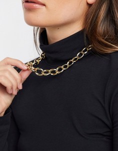 Золотистое ожерелье-цепочка с крупными звеньями French Connection-Золотой