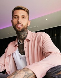 Бархатная oversized-рубашка в стиле 90-х пыльно-розового цвета ASOS DESIGN-Розовый