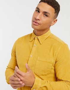 Облегающая вельветовая рубашка горчичного цвета ASOS DESIGN-Желтый