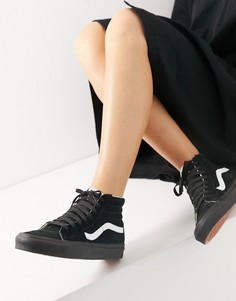 Черные замшевые кроссовки с полоской Vans UA SK8-Hi-Черный