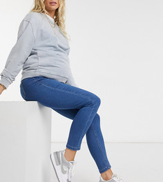 Синие джинсы скинни с посадкой поверх живота Missguided Maternity-Синий