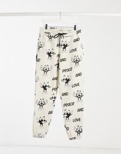Джоггеры от комплекта в стиле унисекс с принтом "Peace" Crooked Tongues-Коричневый