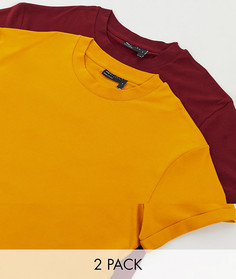 Футболка с отворотами на рукавах ASOS DESIGN - Комплект из 2 шт.-Мульти