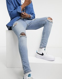 Синие рваные джинсы в винтажном стиле ASOS DESIGN-Синий