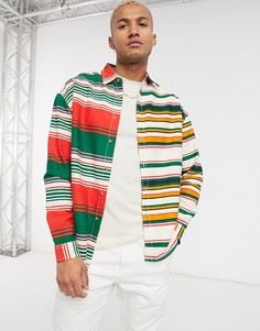 Зеленая oversized-рубашка в полоску в стиле ретро 90-х ASOS DESIGN-Зеленый