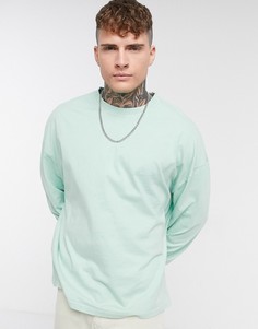 Зеленая футболка в стиле oversized с длинными рукавами ASOS DESIGN-Зеленый