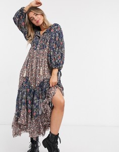 Шифоновое платье макси с разноцветным принтом Free People Estelle-Мульти