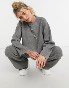 Серый трикотажный джемпер от комплекта с круглым вырезом Bershka