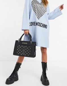 Черная сумка-тоут с люверсами Love Moschino-Черный