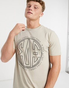 Бежевая футболка с принтом River Island-Светло-бежевый