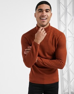 Облегающая водолазка рыжего цвета с декоративными строчками ASOS DESIGN-Оранжевый