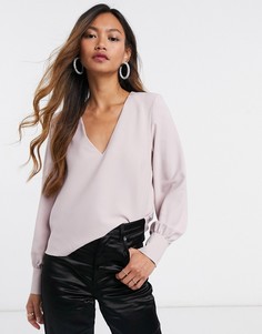 Светло-розовый лонгслив с V-образным вырезом ASOS DESIGN-Оранжевый