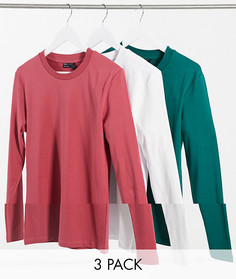 Облегающий лонгслив ASOS DESIGN - Комплект из 3 шт.-Мульти
