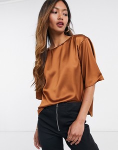 Сатиновая футболка рыжего цвета ASOS DESIGN-Оранжевый