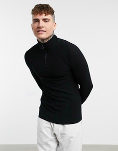Черный облегающий лонгслив в рубчик с высоким воротником ASOS DESIGN
