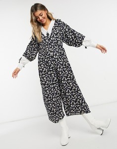 Свободный комбинезон с цветочным принтом ASOS DESIGN-Мульти