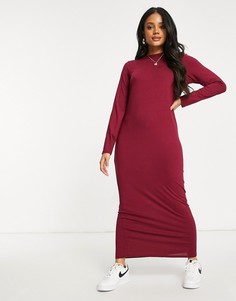 Платье-футболка макси ягодного цвета с длинными рукавами ASOS DESIGN-Фиолетовый