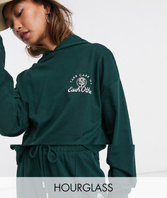 Темно-зеленый спортивный костюм с худи и джоггерами в стиле oversized с вышивкой "Take Care" ASOS DESIGN Hourglass