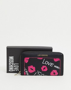 Черно-розовый кошелек с принтом в виде губ Love Moschino-Черный