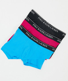 Комплект из 3 черных боксеров-брифов (черные/синие/розовые) с логотипом на поясе Polo Ralph Lauren-Мульти