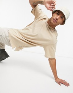 Бежевая футболка в стиле oversized Bershka-Светло-коричневый