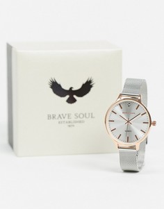 Двухцветные часы с сетчатым браслетом Brave Soul-Серебряный