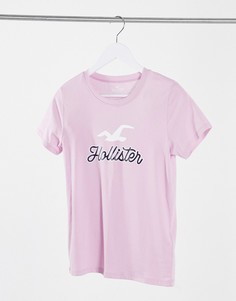Футболка с круглым воротом и логотипом Hollister-Розовый