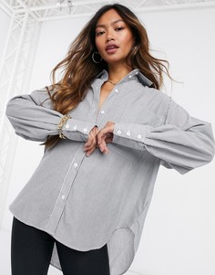 Oversized-рубашка в черно-белую полоску в винтажном стиле ASOS DESIGN-Бесцветный