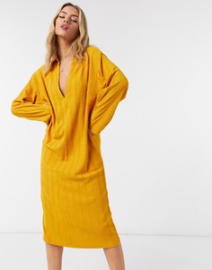 Желтое платье миди с воротником Free People Aster-Желтый