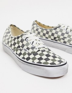 Кеды в потертую клетку Vans Authentic-Зеленый