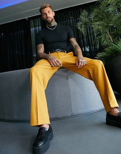 Строгие широкие брюки горчичного цвета ASOS DESIGN-Оранжевый