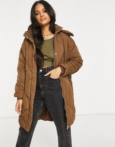 Стеганый oversized-пуховик Sixth June-Коричневый