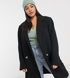 Черное пальто ASOS DESIGN Curve-Коричневый
