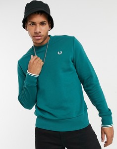 Бирюзовый свитшот с маленьким вышитым логотипом Fred Perry-Зеленый