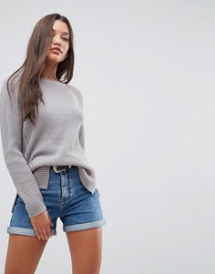 Джемпер крупной вязки с круглым вырезом ASOS-Серый