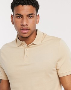 Бежевое поло из органического хлопка ASOS DESIGN-Бежевый