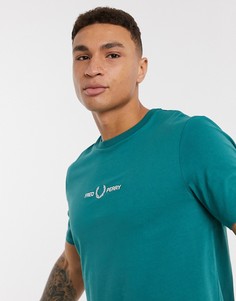 Сине-зеленая футболка с графикой Fred Perry-Синий