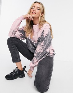 Свитшот угольного цвета с эффектом кислотной стирки и принтом тай-дай ASOS DESIGN-Мульти