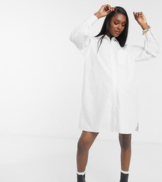 Белое платье-рубашка мини в стиле oversized boyfriend из хлопкового поплина ASOS DESIGN Maternity-Белый