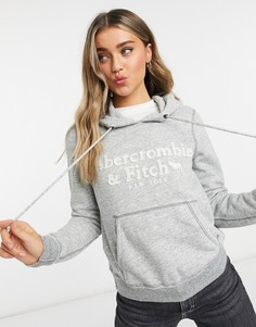 Серый худи с логотипом Abercrombie & Fitch