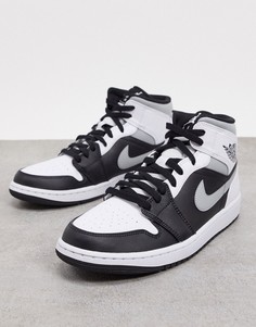 Черные/дымчато-серые кроссовки средней высоты Nike Air Jordan 1-Черный