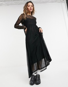 Сетчатое платье макси черного цвета Noisy May-Черный